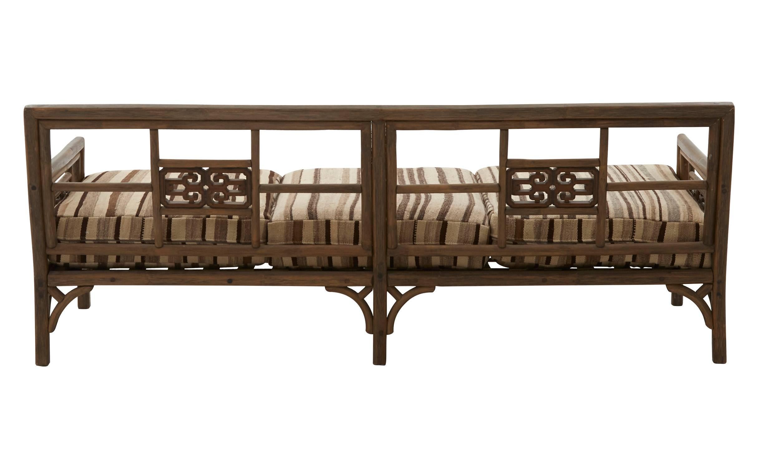 Rattan Greek Key Sofa In Good Condition In Chicago, IL
