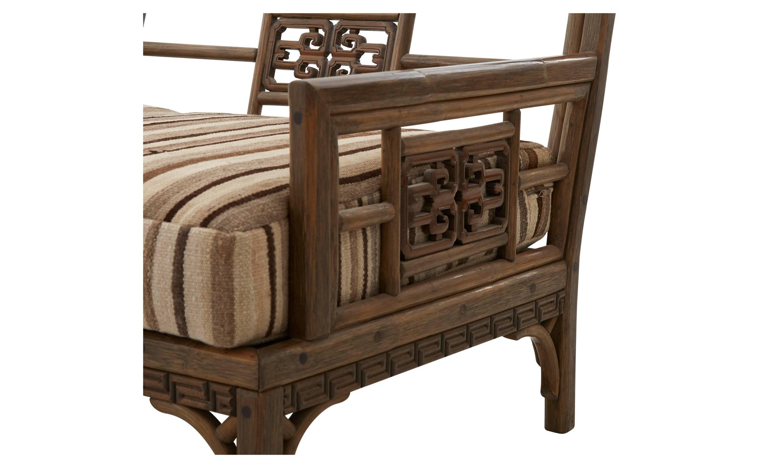 20th Century Rattan Greek Key Sofa