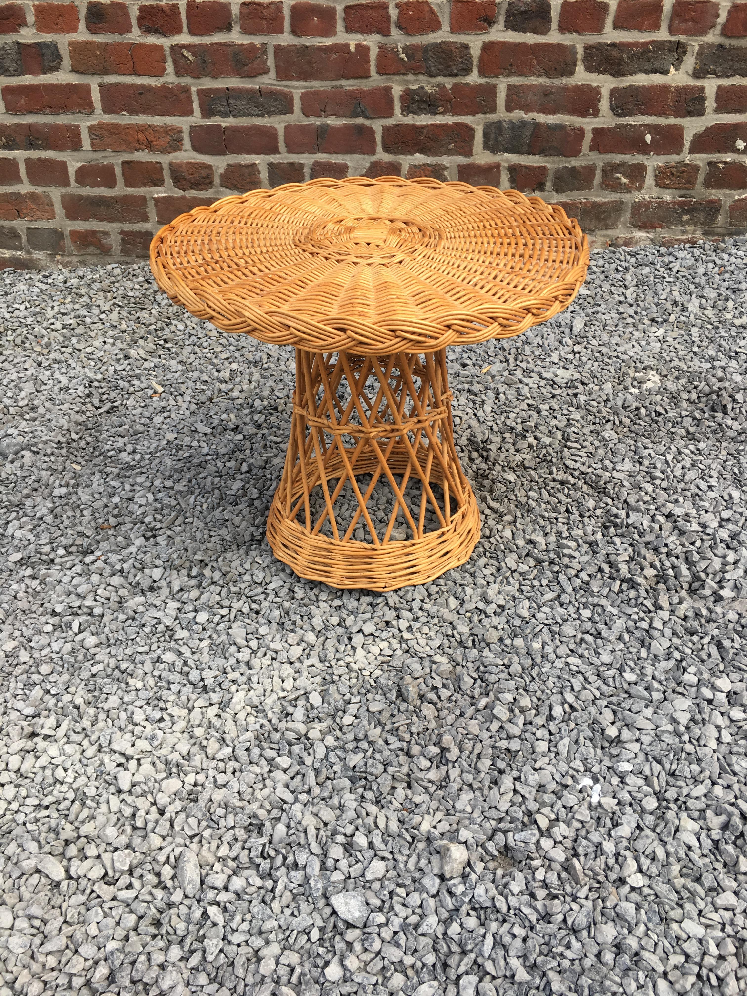 French Rattan Gueridon, circa 1950-1960 For Sale