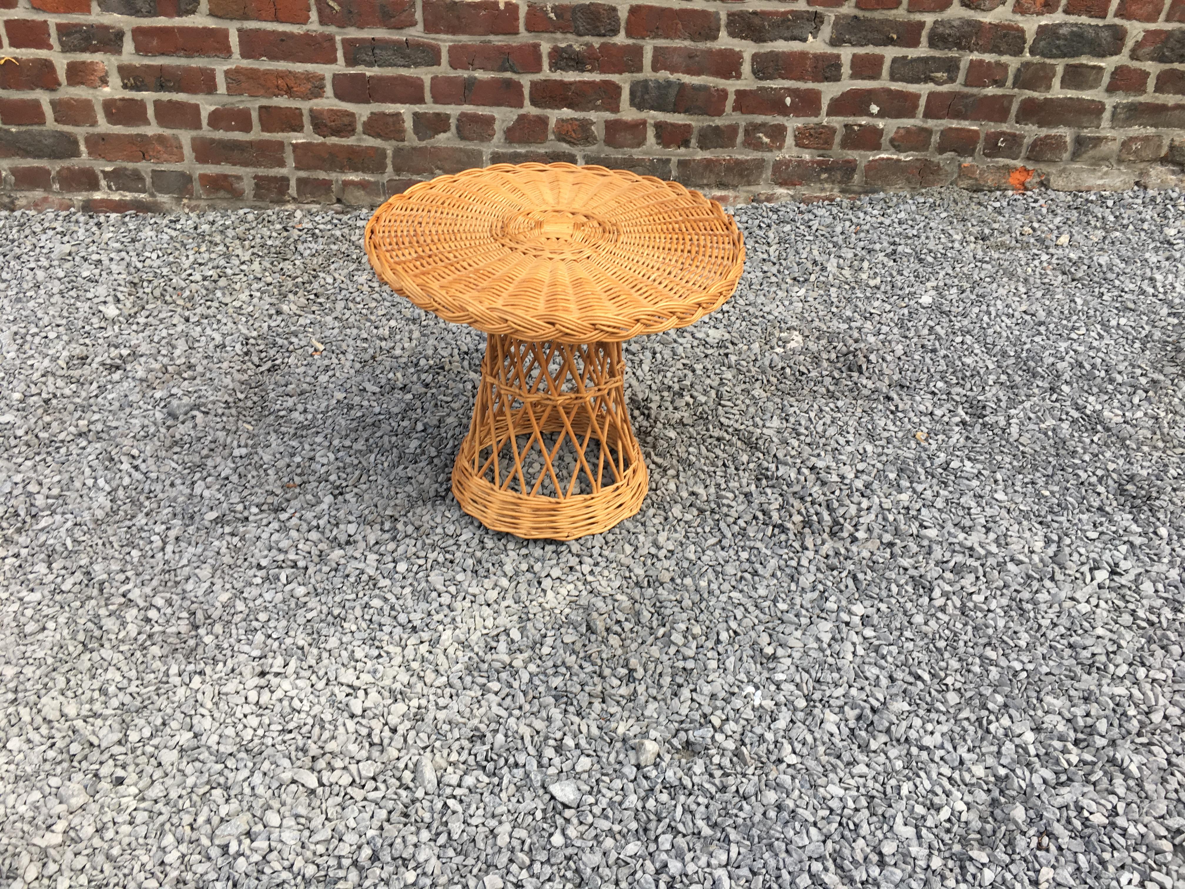 Rattan Gueridon, circa 1950-1960 For Sale 2