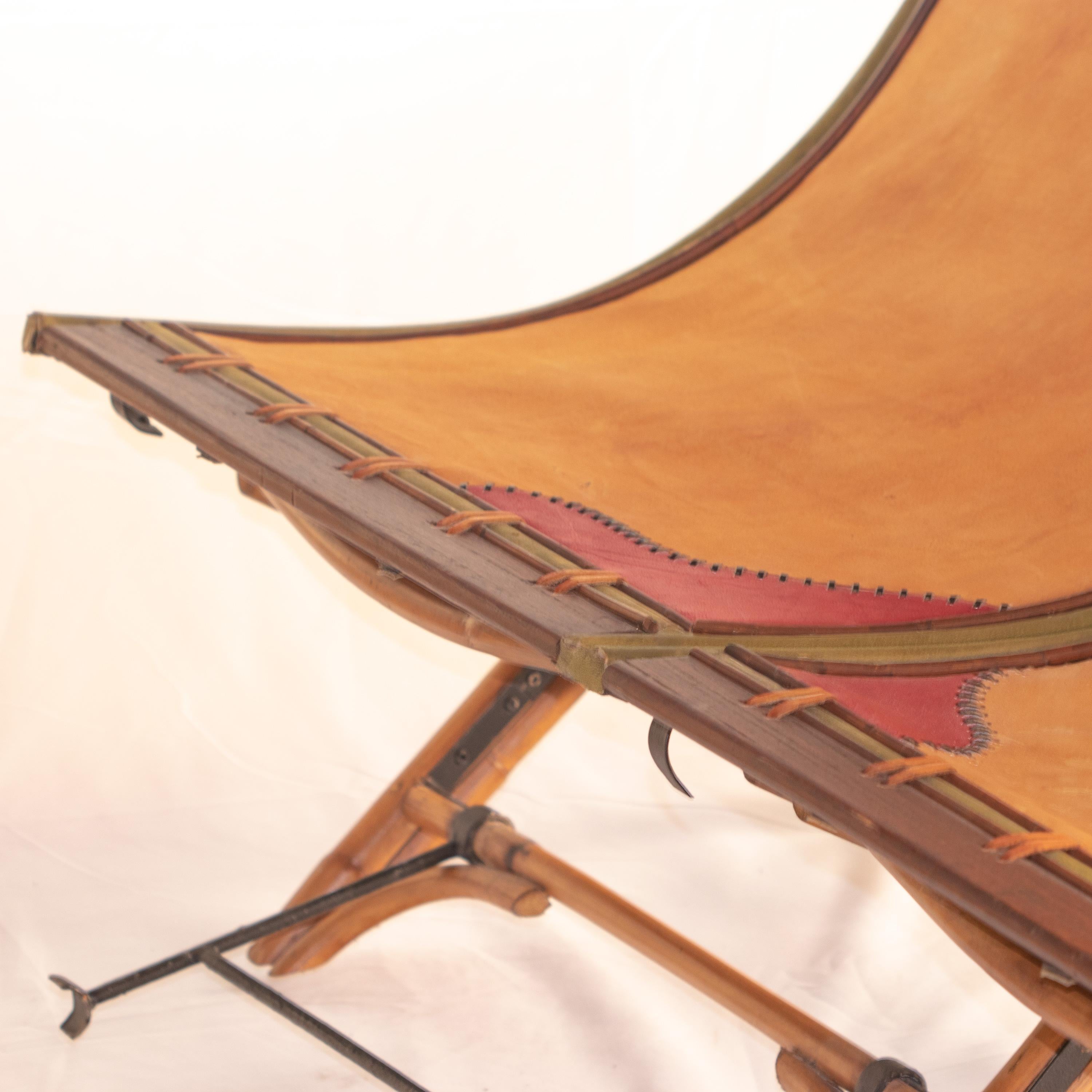 Chinese Rattan Handmade Ramon Castellano Leather Duyan Seat Patchwork Kalma Furniture For Sale