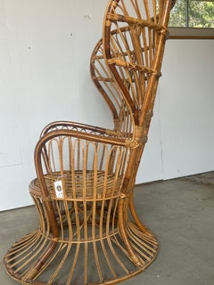 Rattan High Back Chair in the Style of Gio Ponti and Lio Carminati