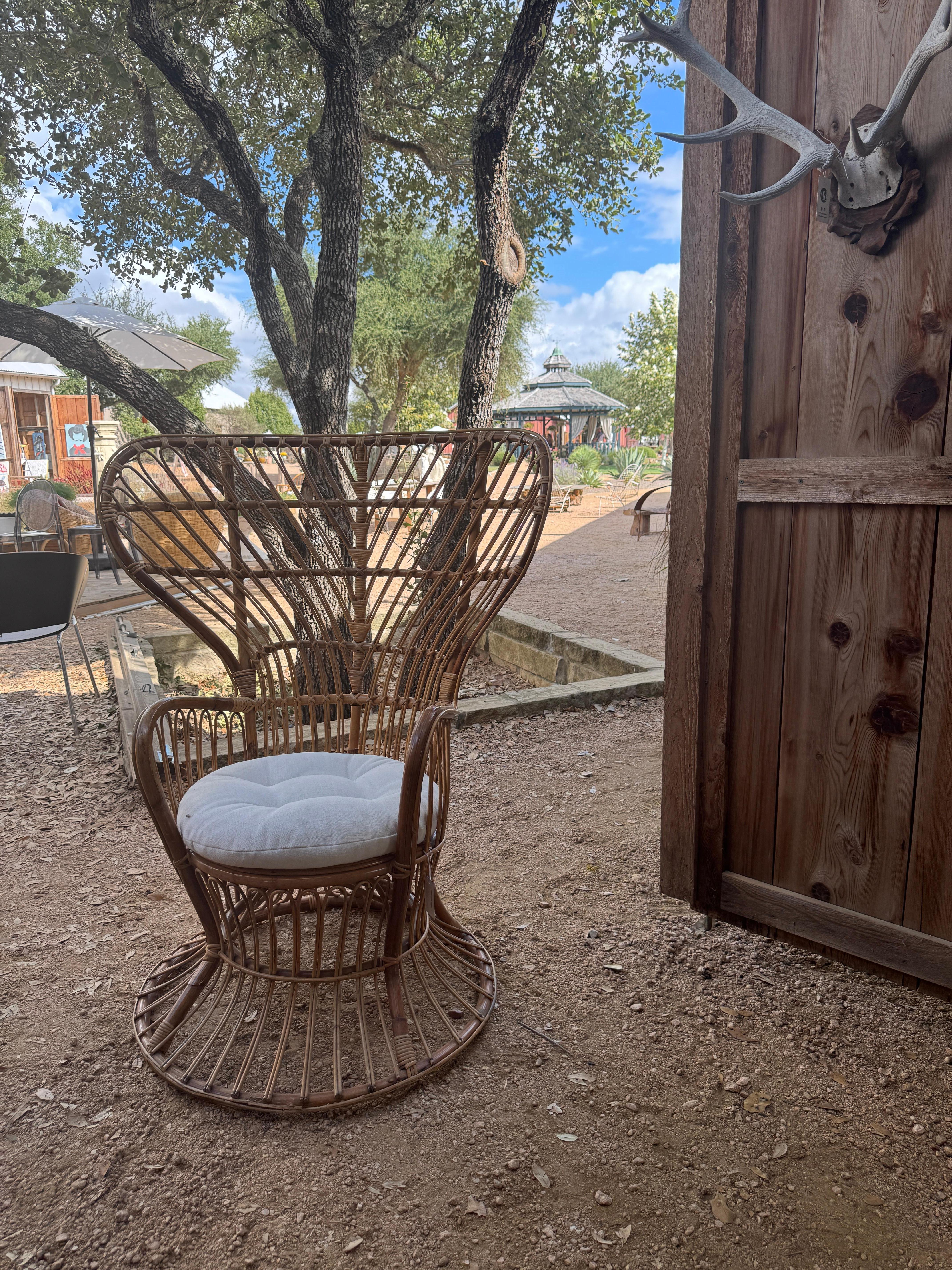 Chaise à haut dossier en rotin dans le style de Gio Ponti et Lio Carminati Bon état - En vente à Wichita, KS