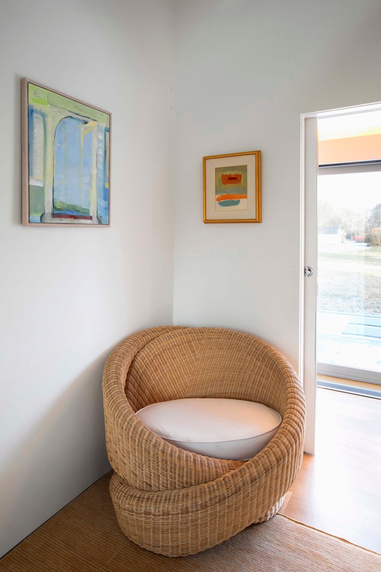 Looped Rattan IndoorOutdoor Armchair and Footrest/Ottoman,Cushion in