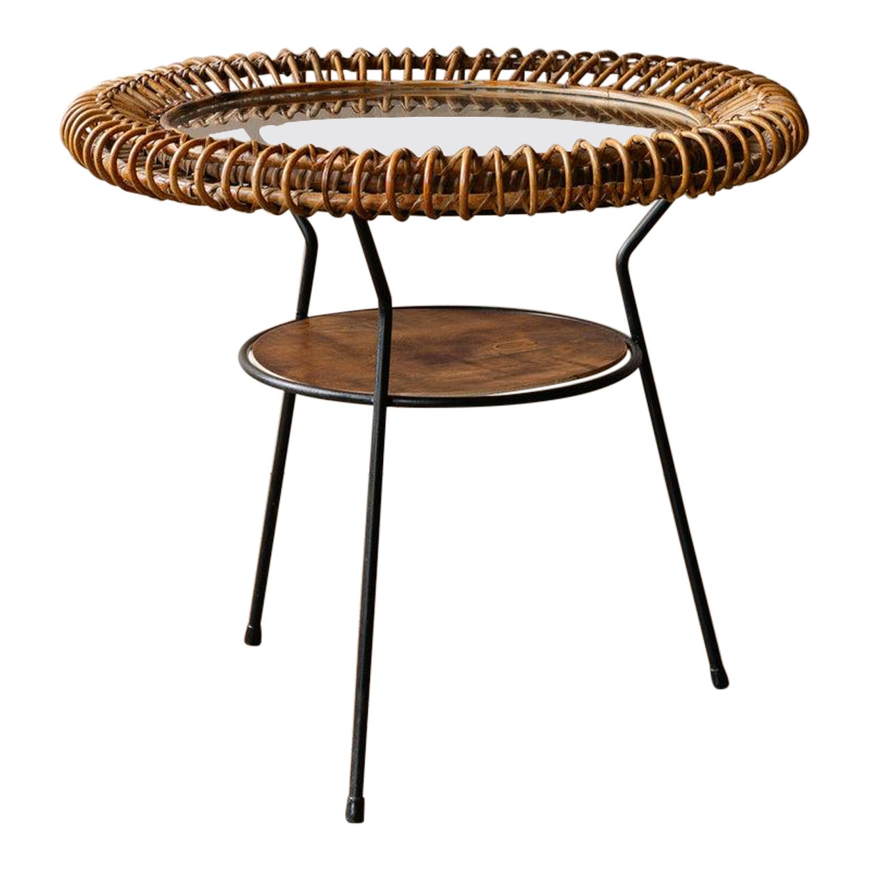 Rattan 
Iron Side Table by Janine Abraham 
Dirk Jan Rol, 1950s im Angebot