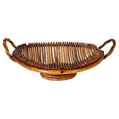 Italienischer Korbschalen-Tafelaufsatz aus Rattan, 1970er-Jahre