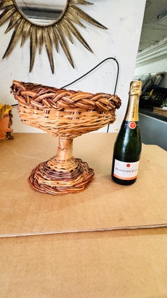 Rattan Italian Basket Fruit Bowl Centerpiece, 1970s