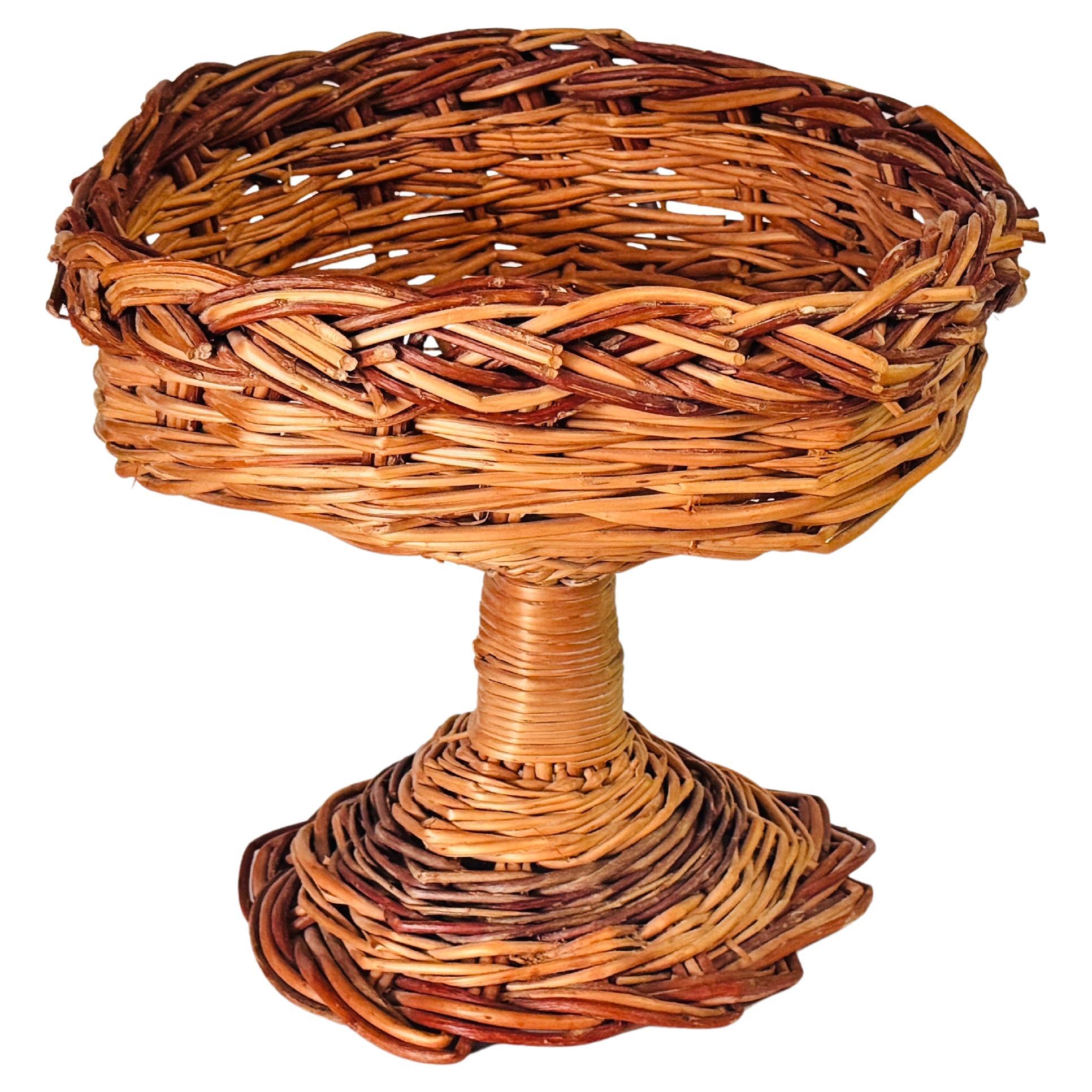 Rattan Italian Basket Fruit Bowl Centerpiece, 1970s