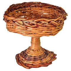 Centre de table italien de coupe de fruits en rotin, 1970
