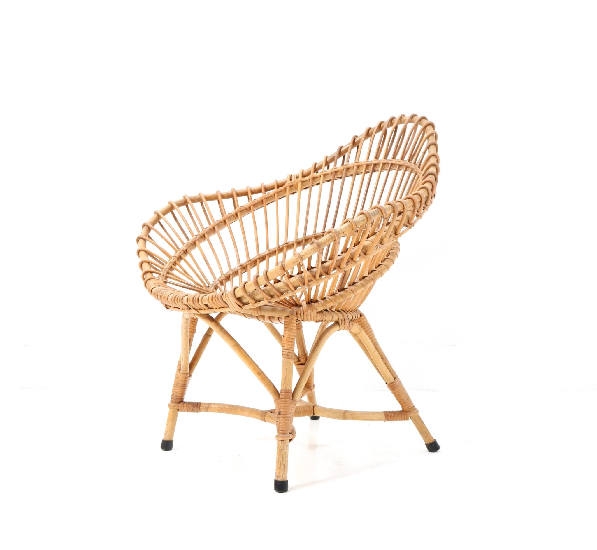 Mid-20th Century Rattan Italian Mid-Century Modern Club Chair, 1960s For Sale