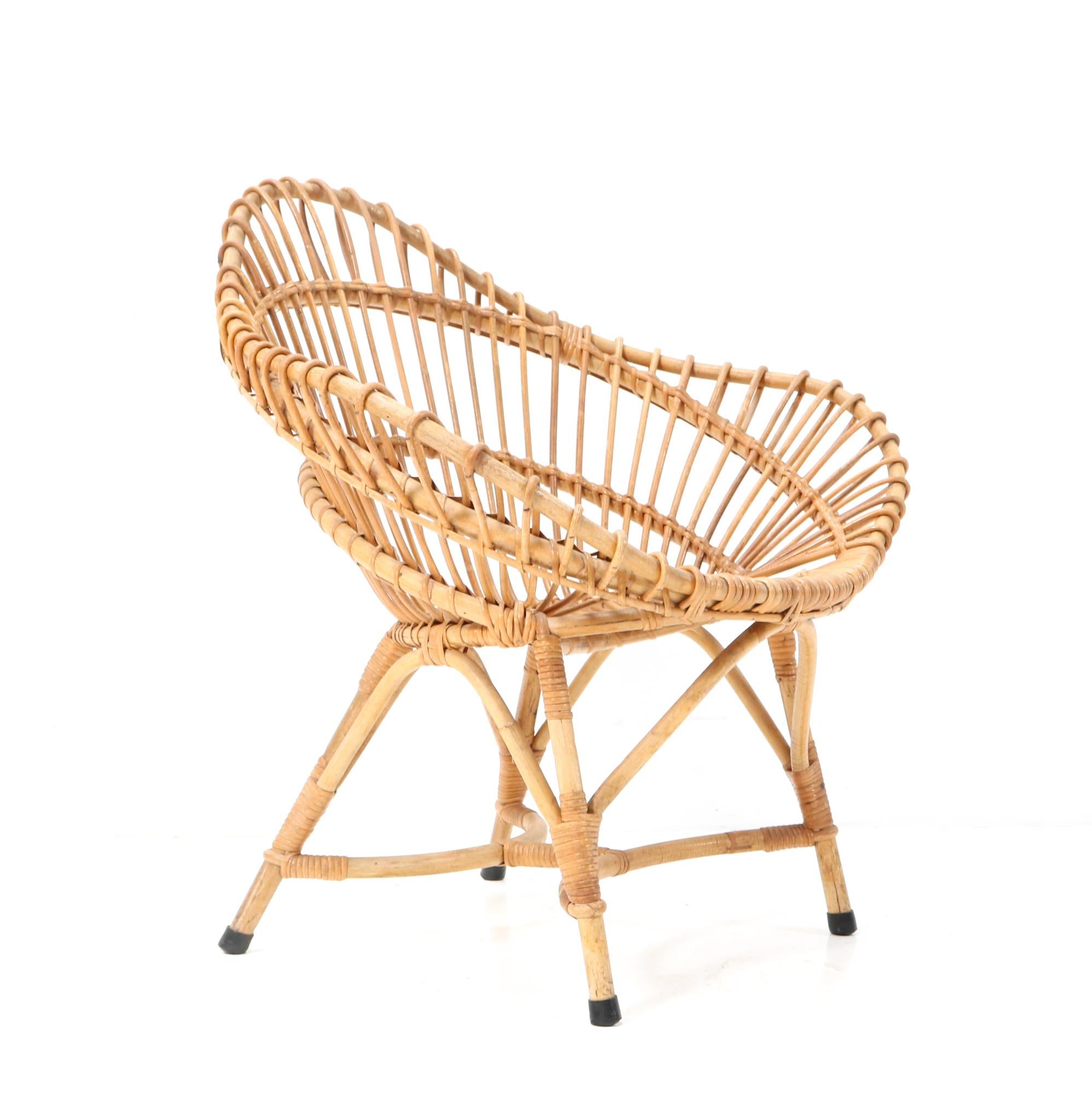 Rattan Italian Mid-Century Modern Club Chair, 1960s For Sale 1