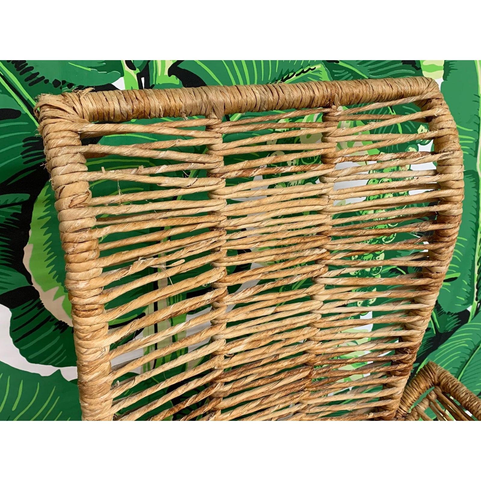 Hollywood Regency Rattan Jute Rope Wrapped 7-Piece Dining Set For Sale