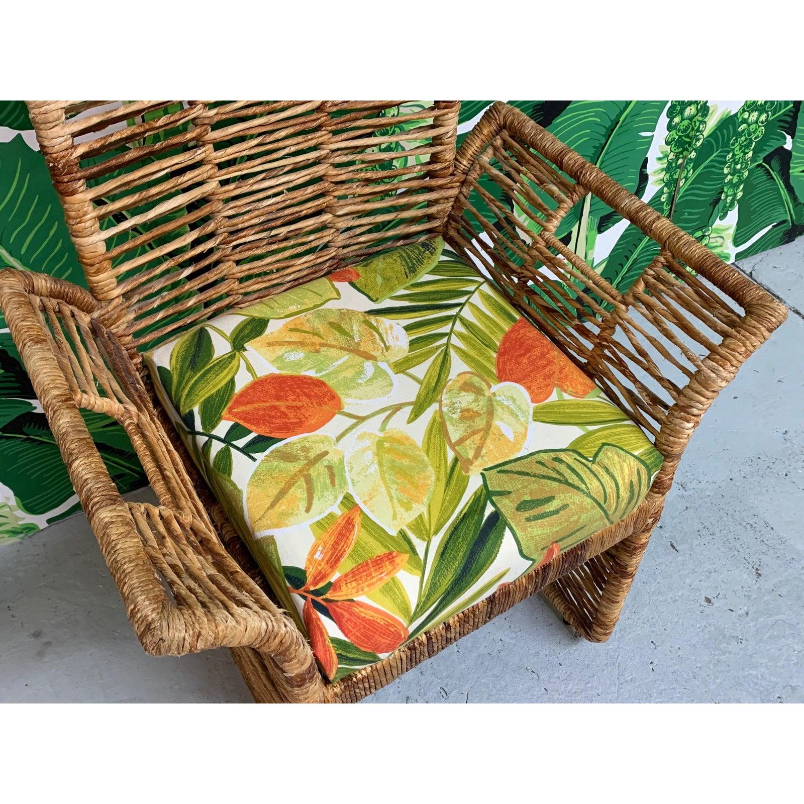 Rattan Jute Rope Wrapped 7-Piece Dining Set In Good Condition For Sale In Jacksonville, FL