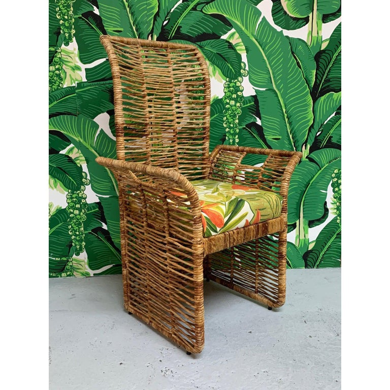 Rattan Jute Rope Wrapped 7Piece Dining Set For Sale at 1stDibs