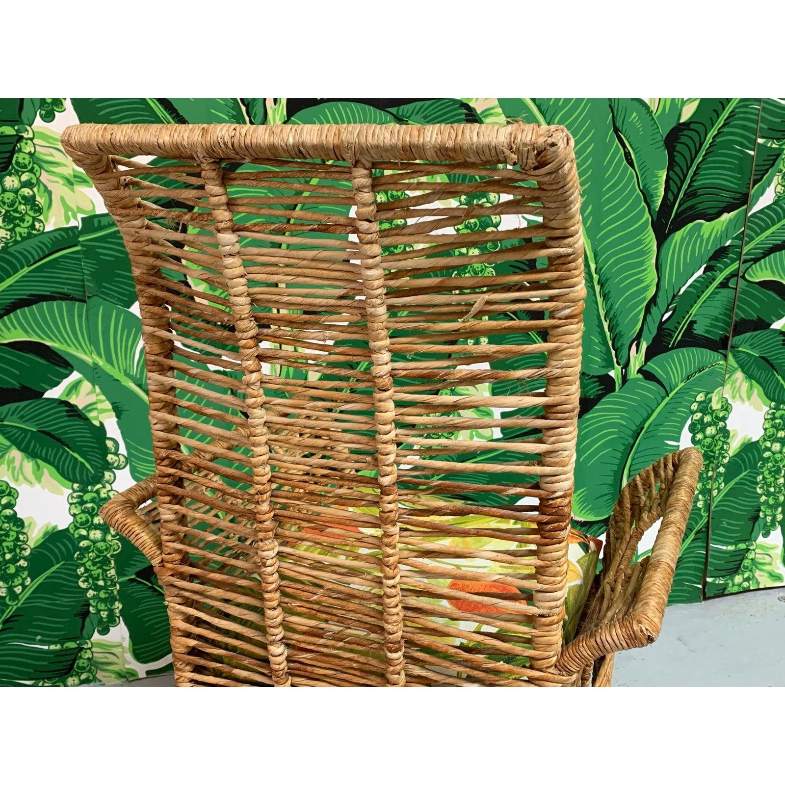 Late 20th Century Rattan Jute Rope Wrapped 7-Piece Dining Set For Sale