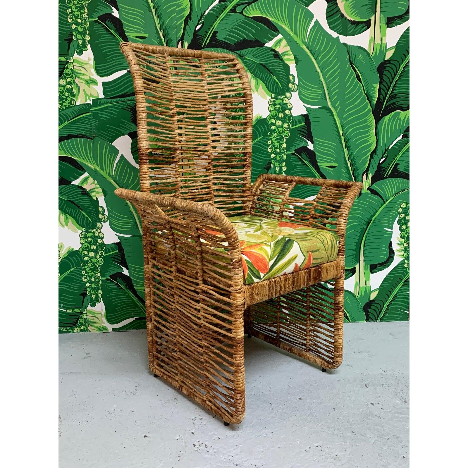 Rattan Jute Rope Wrapped 7-Piece Dining Set For Sale 3