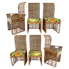 Vintage Rattan Jute Rope Wrapped Dining Chairs