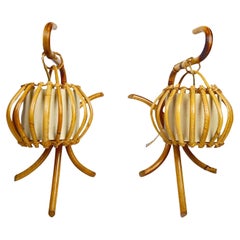 Rattan “Lantern” Sconces by Louis Sognot, circa 1960s