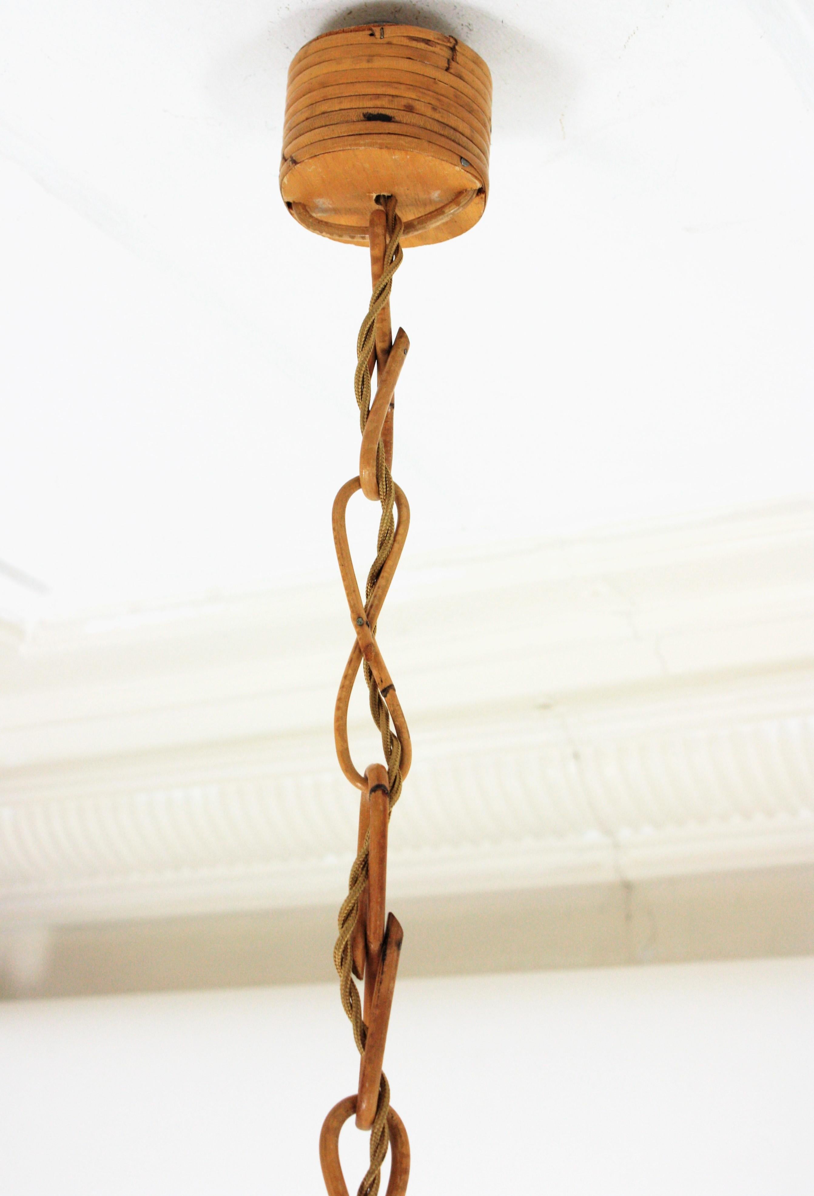 Large Rattan Pendant Hanging Light, 1960s 6