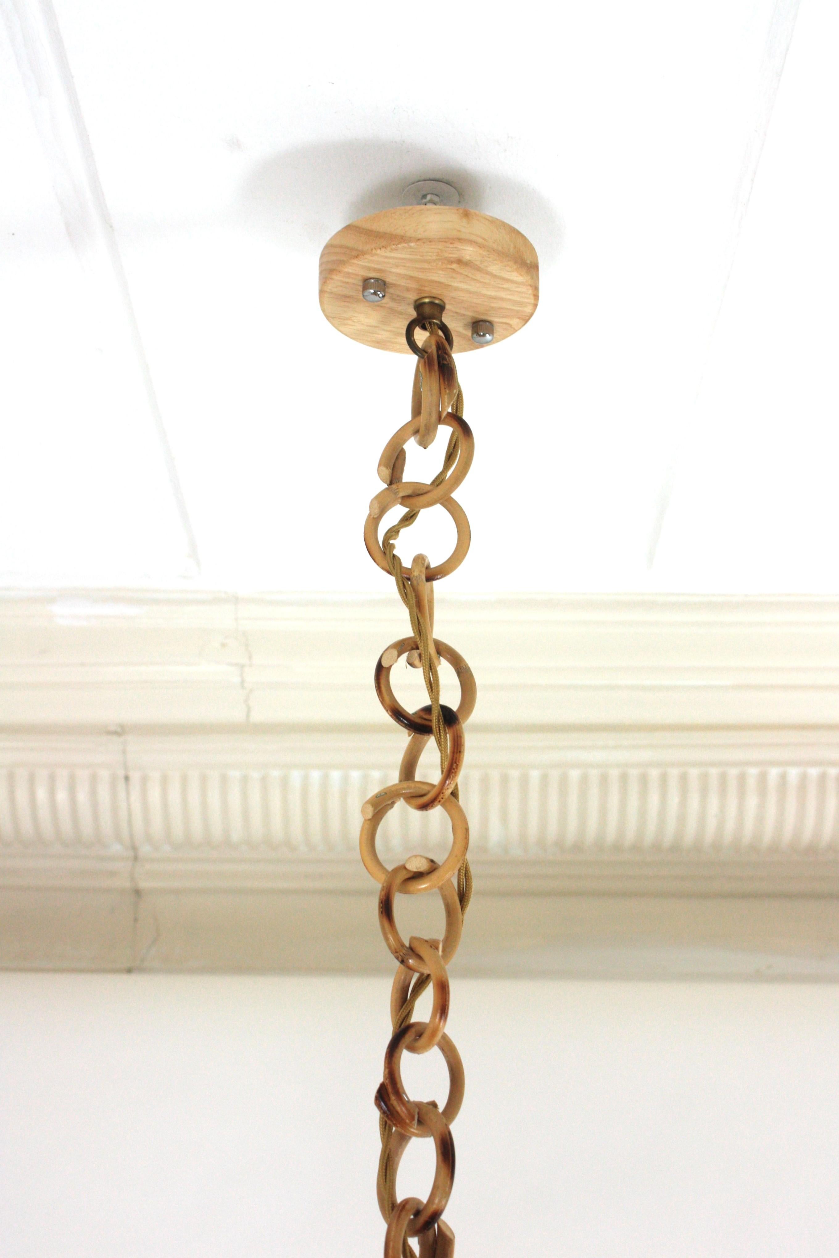 Rattan Large Pendant Hanging Light / Lantern, 1960s 6