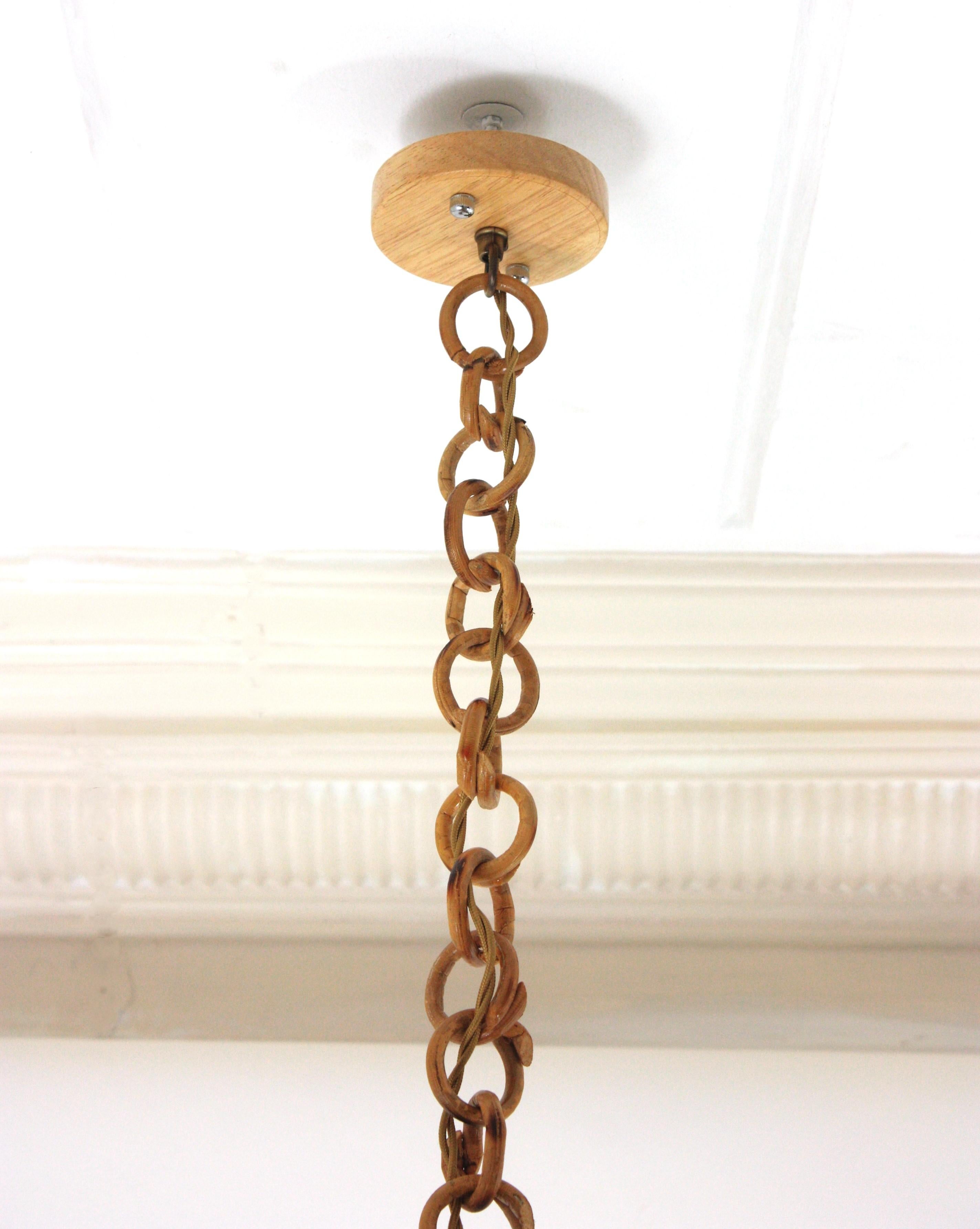 Rattan Large Pendant Hanging Light / Lantern, 1960s 11