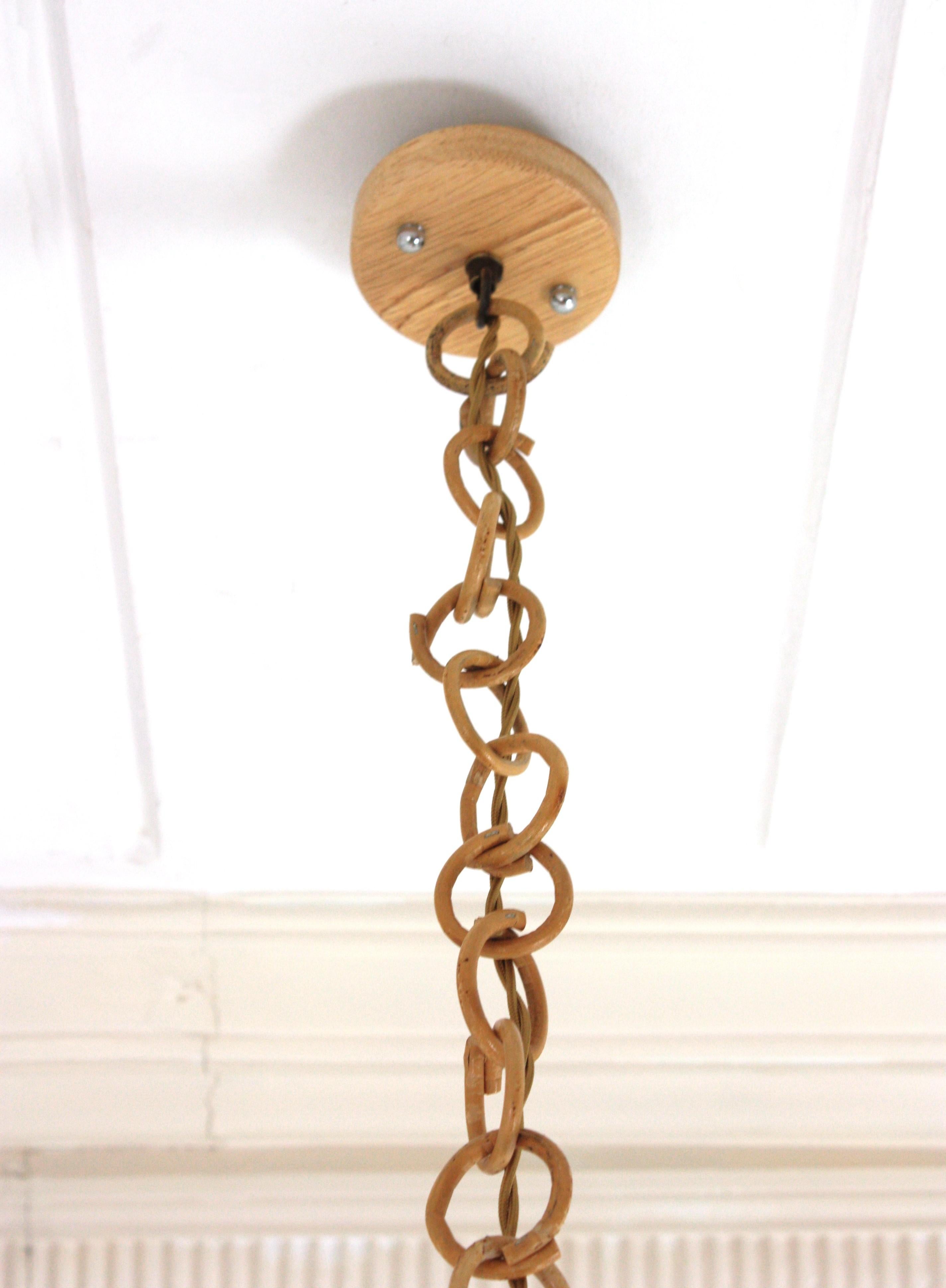 Rattan Large Pendant Hanging Light / Lantern, 1960s For Sale 11