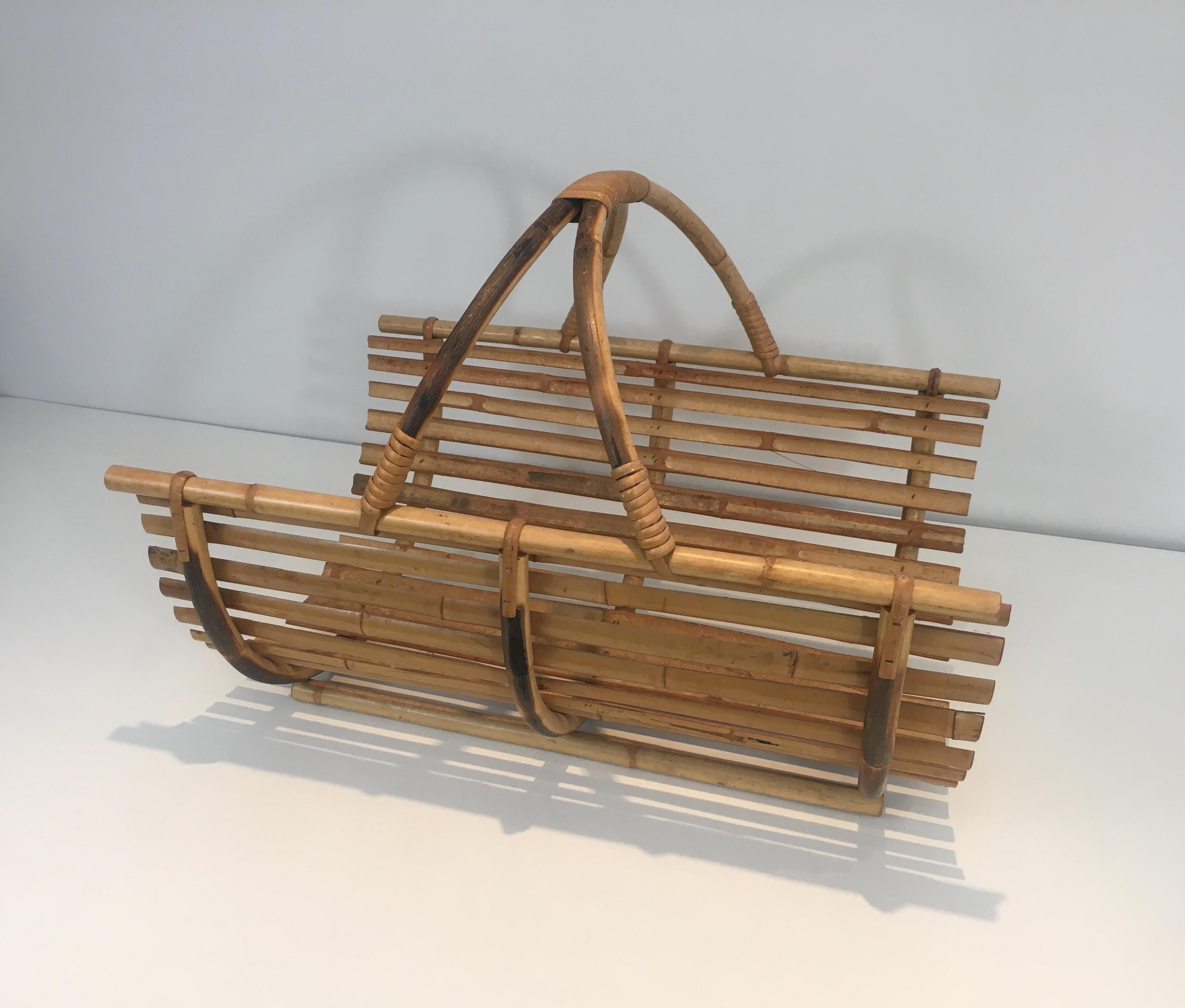 Rattan Logs Holder, French, Circa 1950 For Sale 4