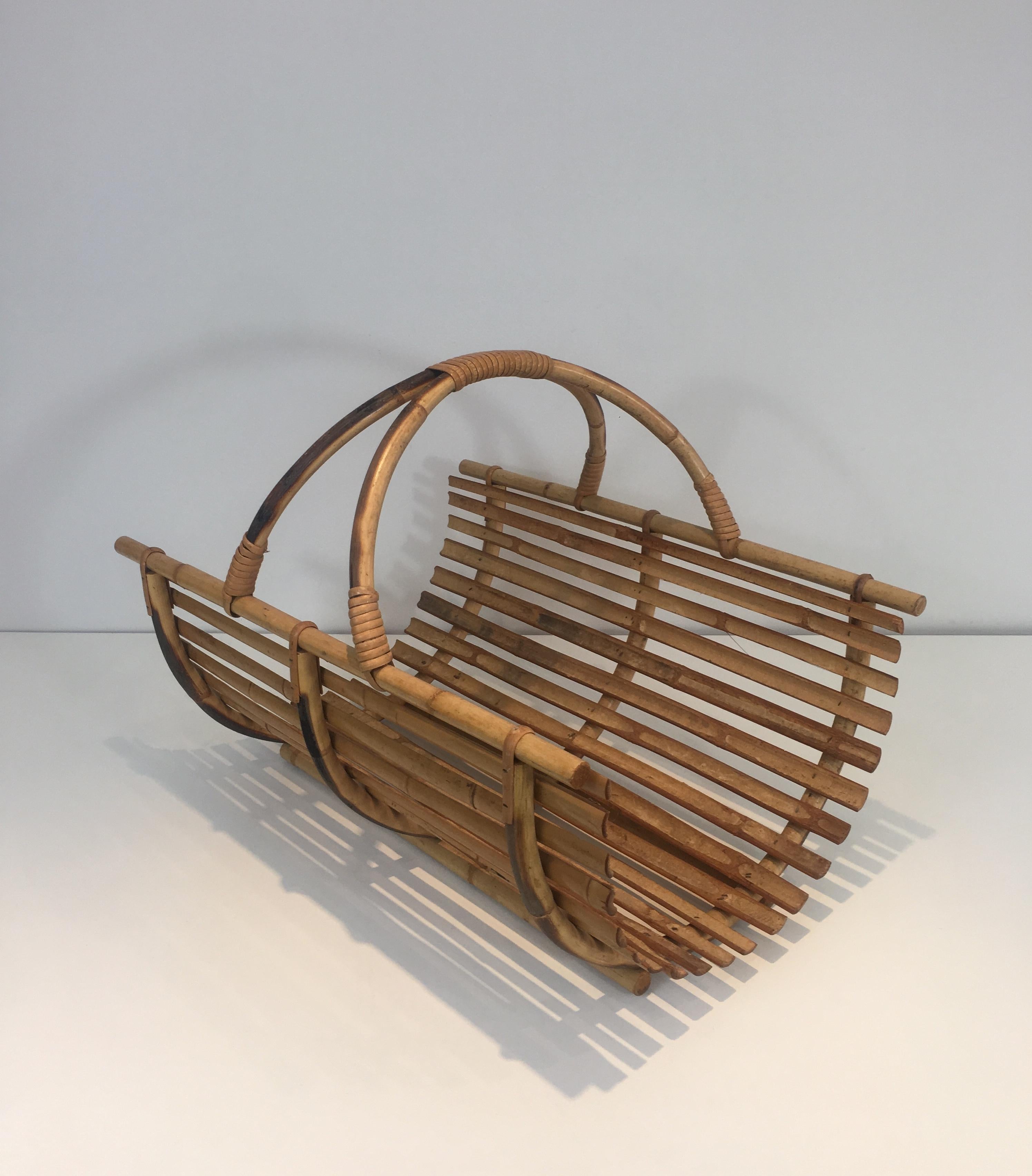 Rattan Logs Holder, French, Circa 1950 For Sale 5