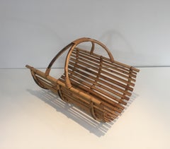 Rattan Logs Holder, French, Circa 1950