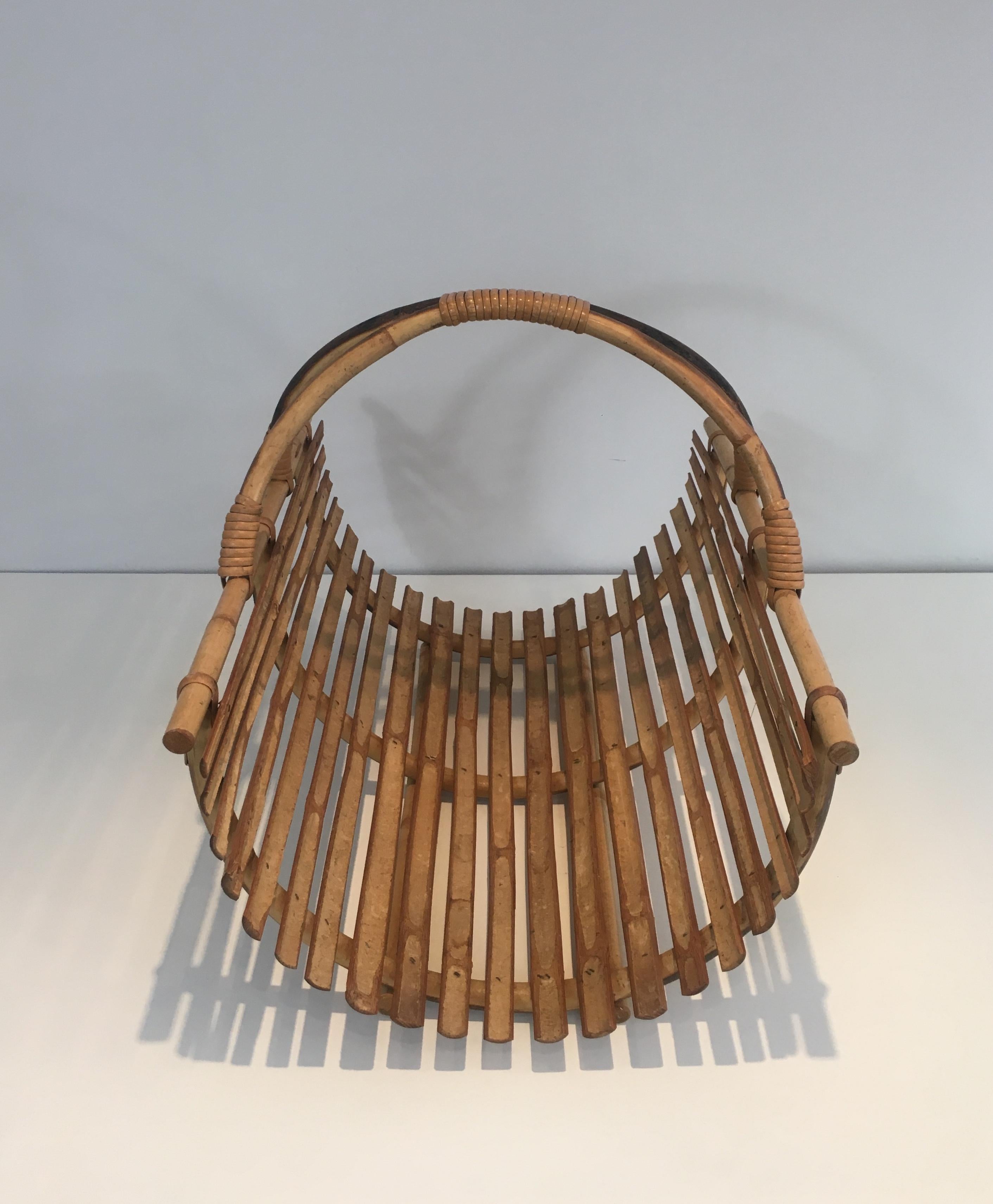 Mid-20th Century Rattan Logs Holder, French, Circa 1950 For Sale