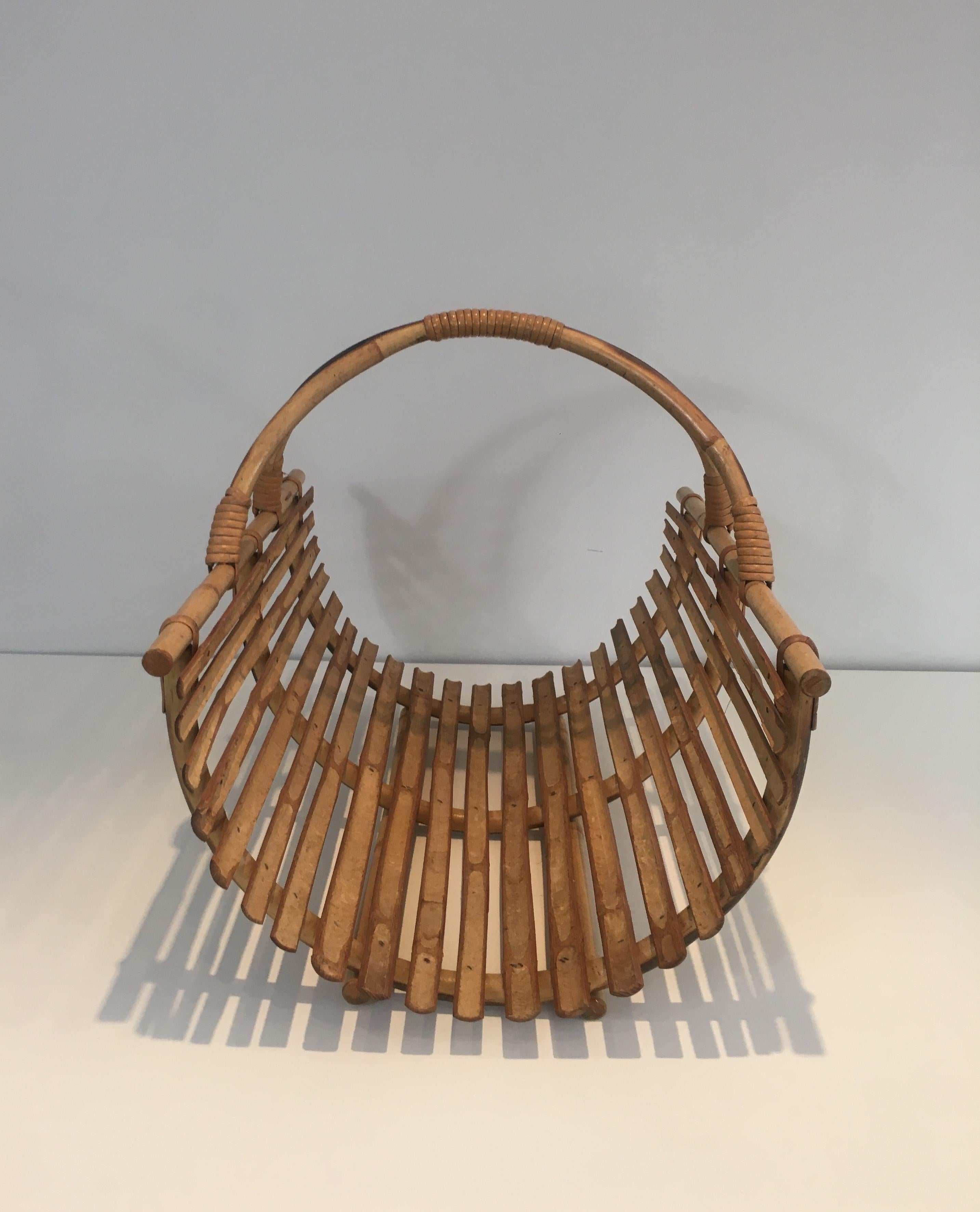 Rattan Logs Holder, French, Circa 1950 For Sale 1