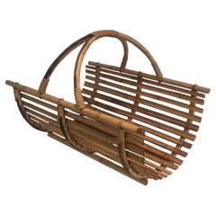 Retro Rattan Logs Holder, French, Circa 1950