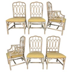 Retro Rattan Loop Back Dining Chairs by Lexington, Set of 6