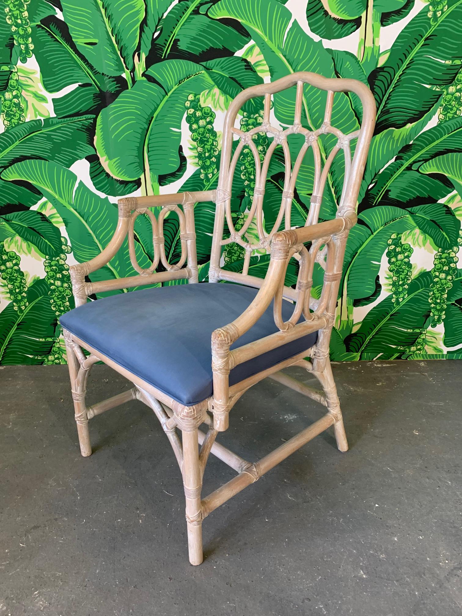 Rattan Loop Back Dining Chairs by Lexington, Set of Six In Good Condition In Jacksonville, FL