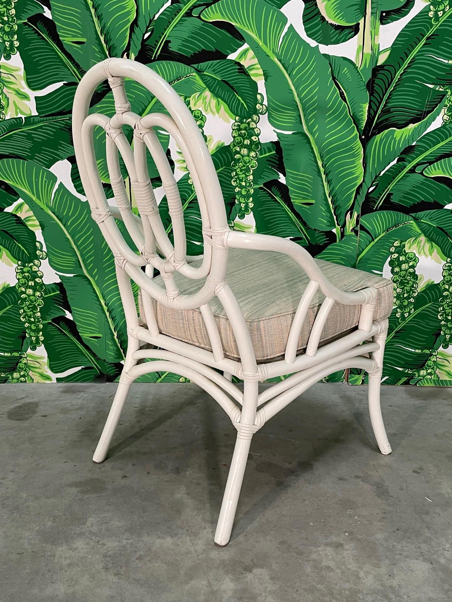 Rattan Loop Back Dining Chairs In Good Condition In Jacksonville, FL