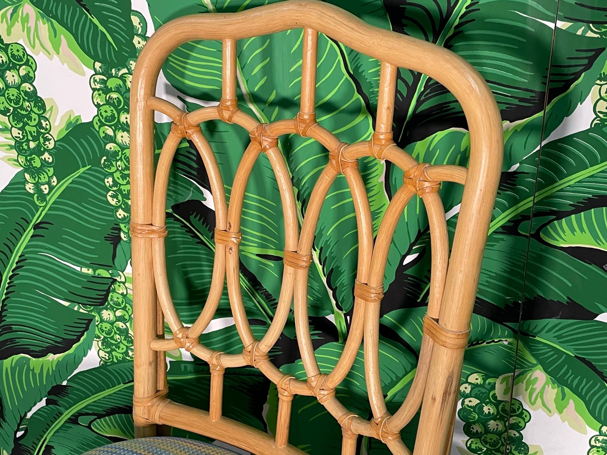 Rattan Loop Back Dining Chairs in the Manner of McGuire, Set of 6 1