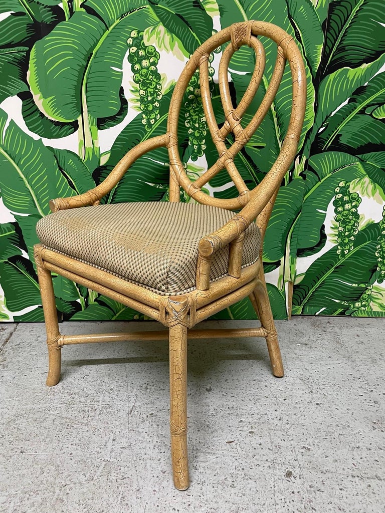 Organic Modern Rattan Loop Back Dining Chairs, Set of 6 For Sale
