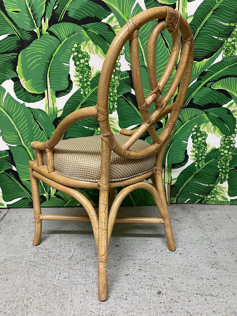 Rattan Loop Back Dining Chairs, Set of 6 In Good Condition For Sale In Jacksonville, FL
