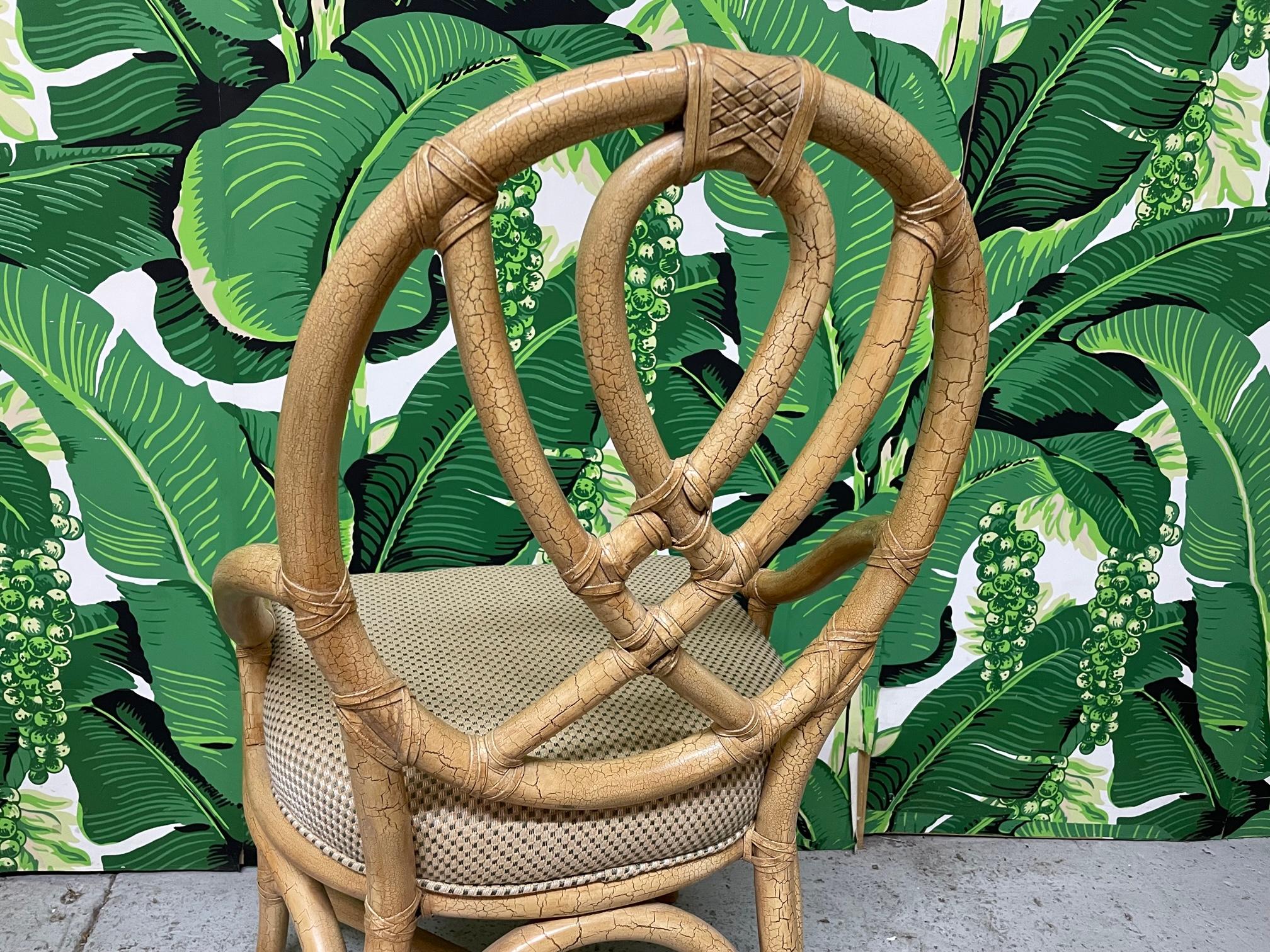 Organic Modern Rattan Loop Back Dining Chairs, Set of 6 For Sale