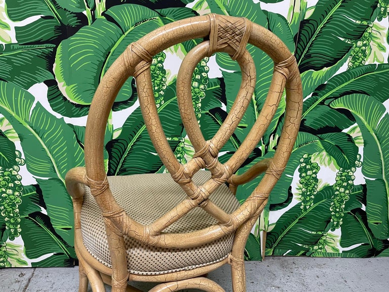 Upholstery Rattan Loop Back Dining Chairs, Set of 6 For Sale