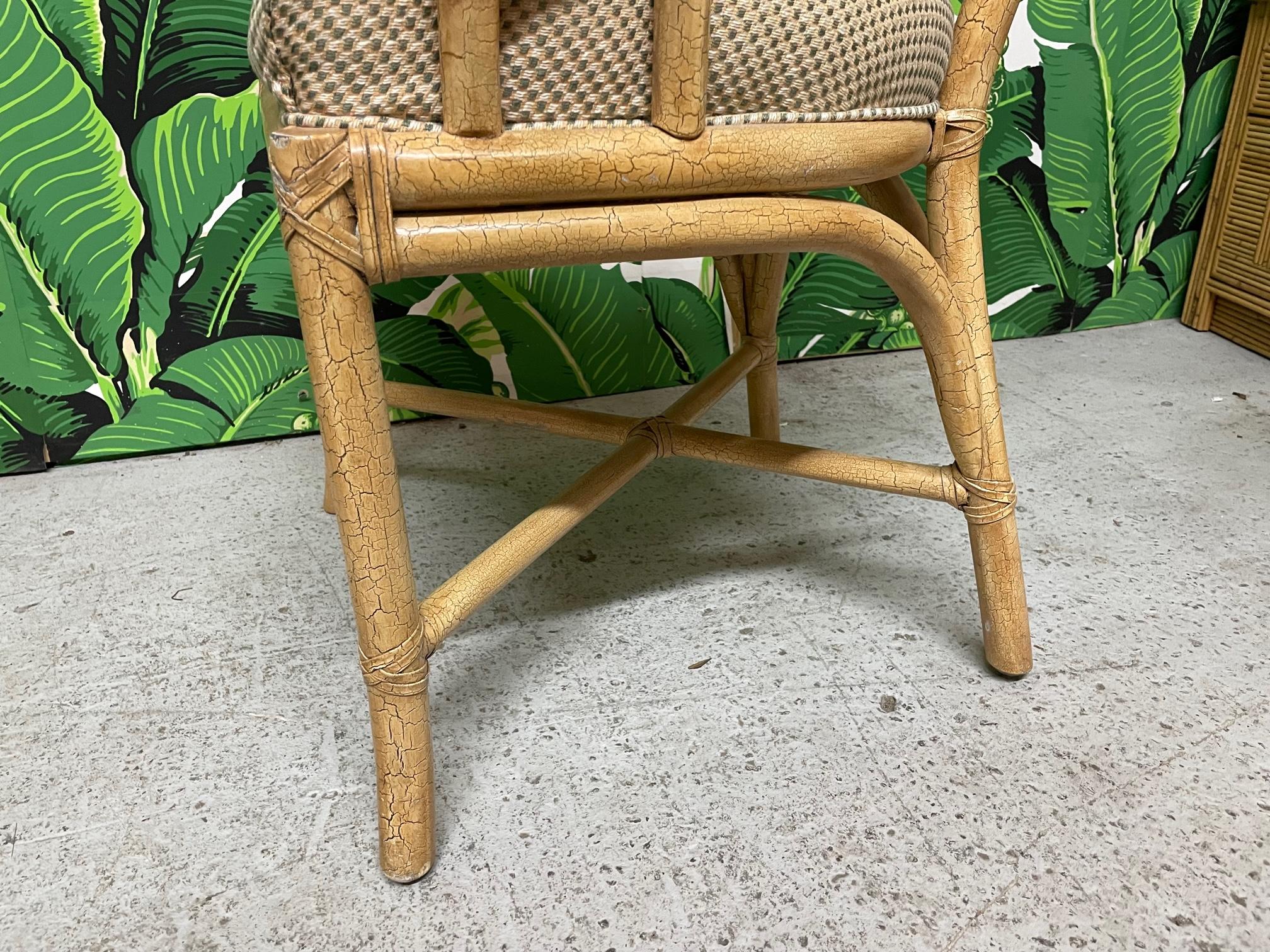 Rattan Loop Back Dining Chairs, Set of 6 In Good Condition For Sale In Jacksonville, FL