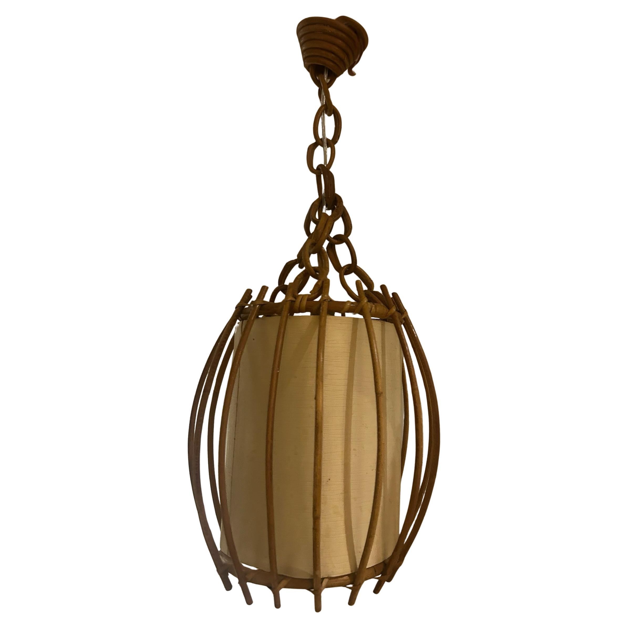 Rattan Louis Sognot ceiling pendant For Sale