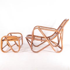 Rattan lounge chair and ottoman