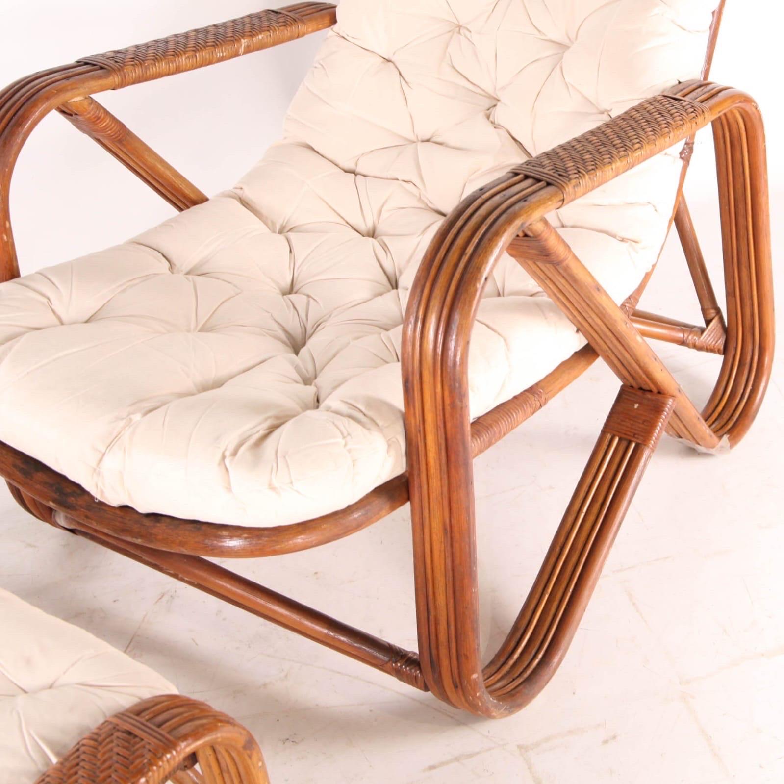 Sedia e pouf in rattan In condizioni buone in vendita a Isle Sur Sorgue, FR