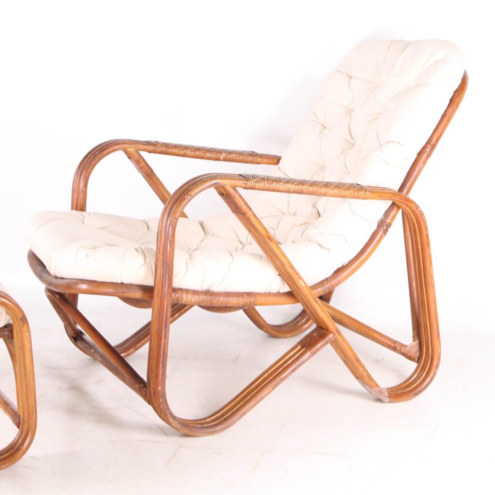 Rattan Sedia e pouf in rattan in vendita