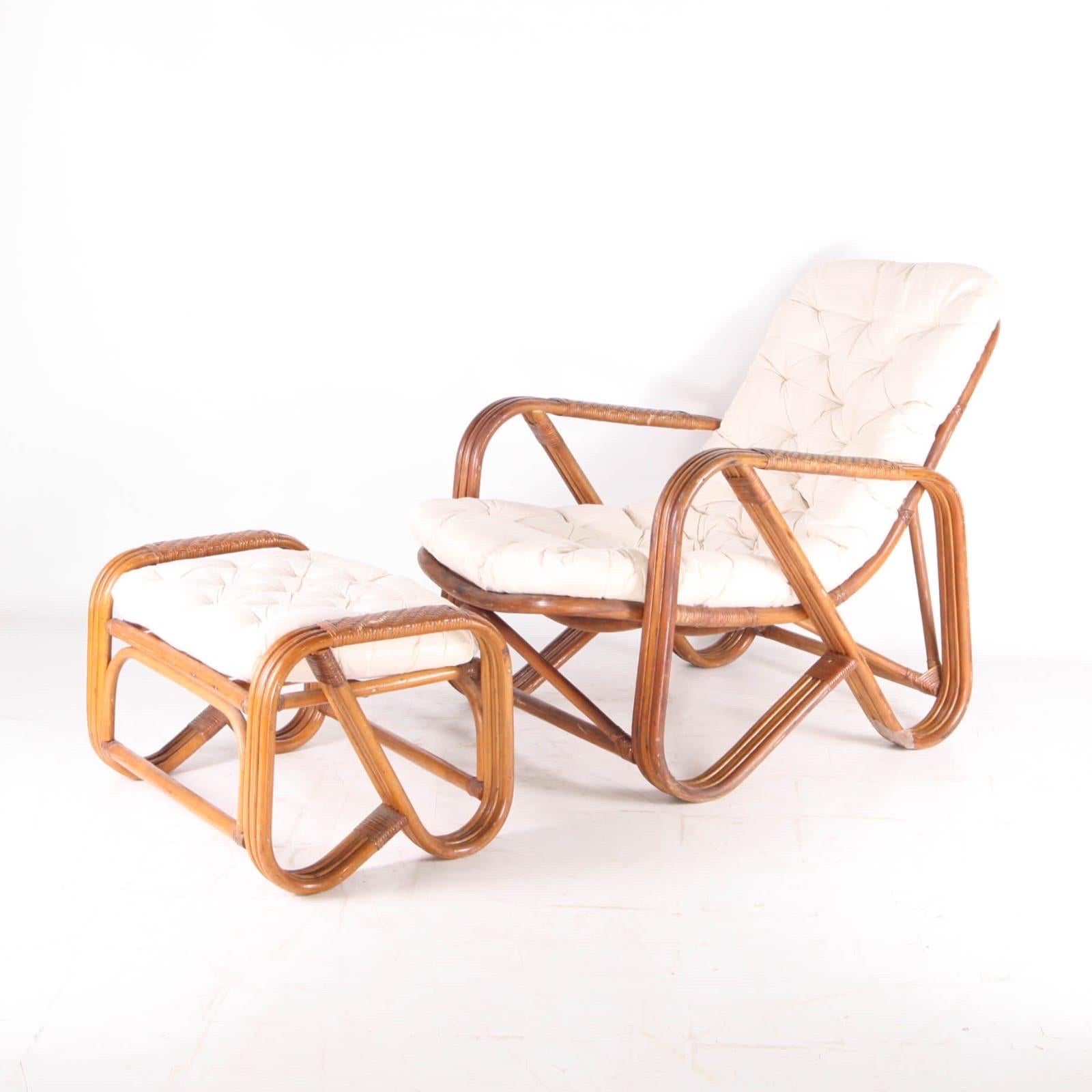 Sedia e pouf in rattan in vendita 3