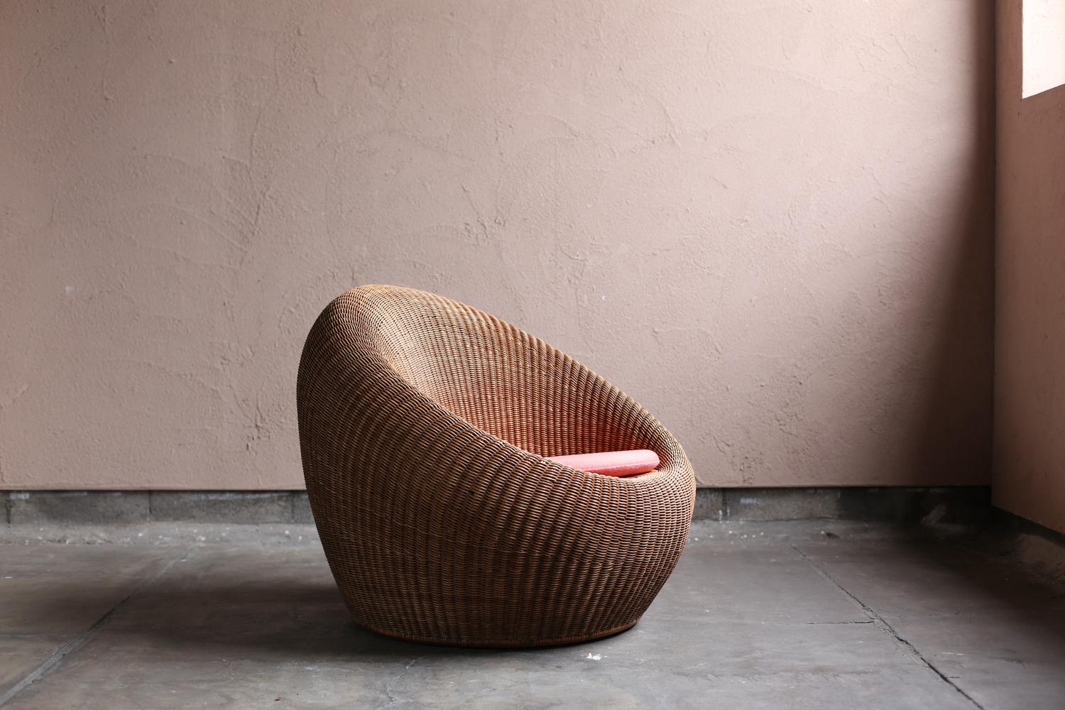 Chaise longue en rotin par Isamu Kenmochi, vers 1960 Bon état - En vente à Sammu-shi, Chiba