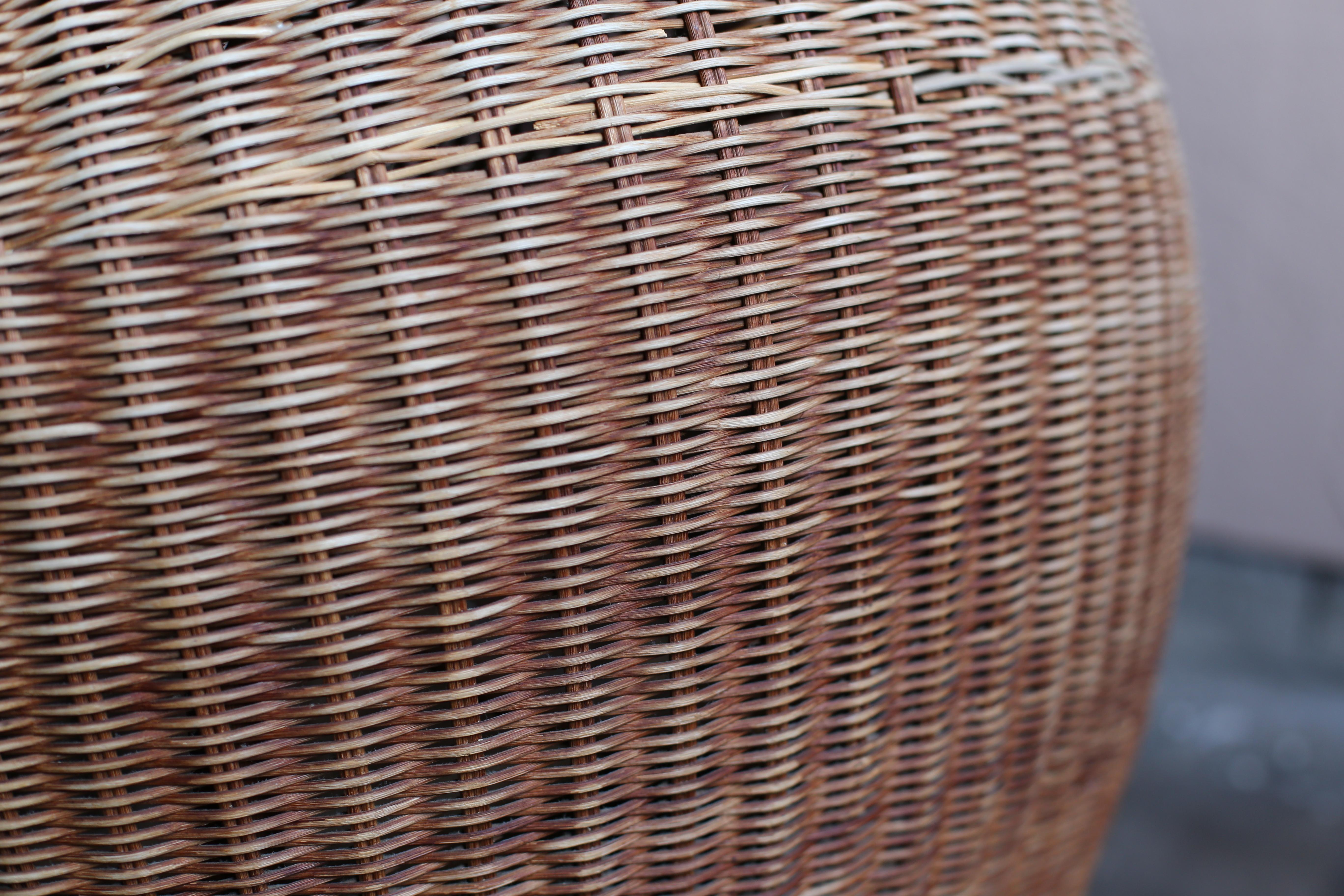 Upholstery Rattan Lounge Chair by Isamu Kenmochi, circa 1960s
