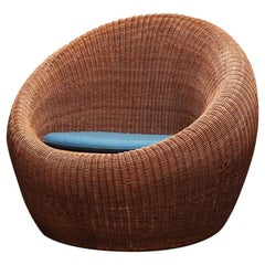 Chaise longue en rotin:: Isamu Kenmochi pour Yamakawa Rattan:: années 1960