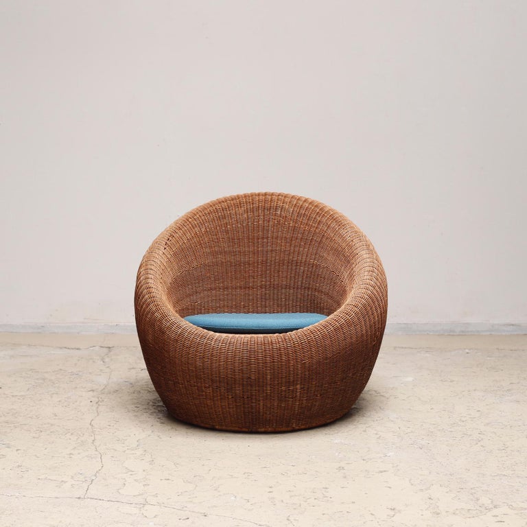 Rattan Lounge Chair by Isamu Kenmochi for Yamakawa Rattan, 1960s at 1stDibs